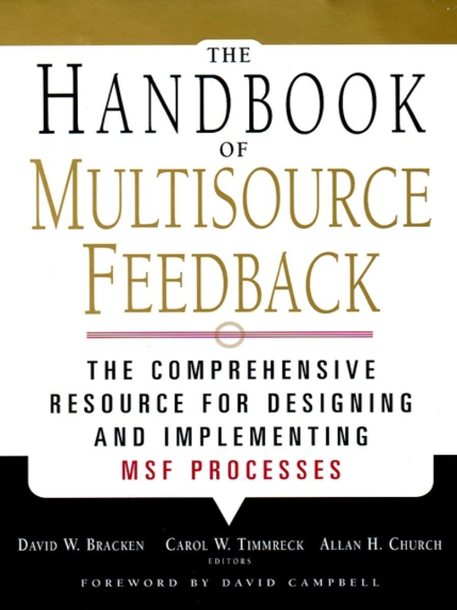 Title details for The Handbook of Multisource Feedback by David W. Bracken - Available